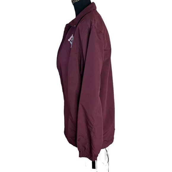 The Paragon Woman's Windbreaker Jacket Size S Maroon Zip Front Embroidered - Picture 11 of 13